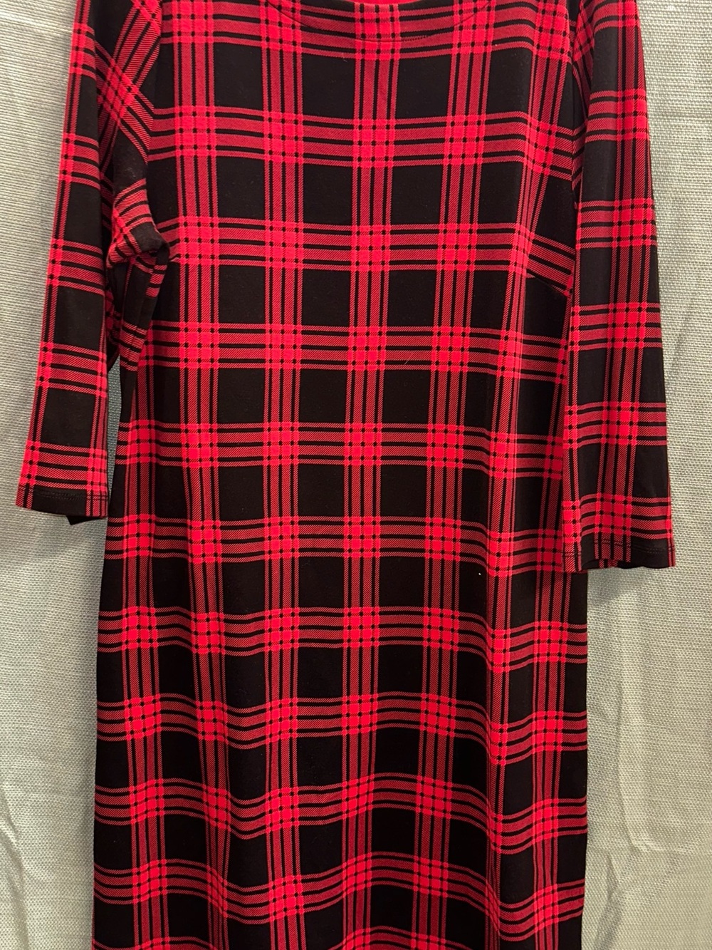 Talbots Red and Black Plaid Midi Dress